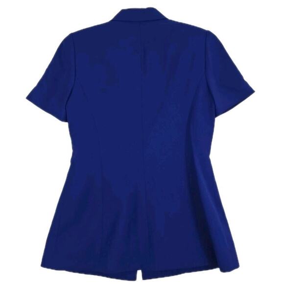 Kasper Essentials ASL~Woman Sz. 10~Royal Blue Jacket Blazer Short Sleeve Button - Picture 6 of 12